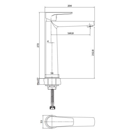 Cersanit S951-363 - Baterija za umivaonik MODUO 27,2 cm sjajni hrom