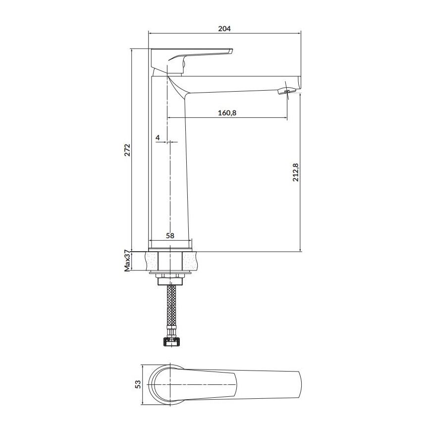 Cersanit S951-363 - Baterija za umivaonik MODUO 27,2 cm sjajni hrom
