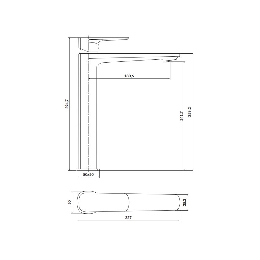 Cersanit S951-391 - Baterija za umivaonik LARGA 29,5 cm crna