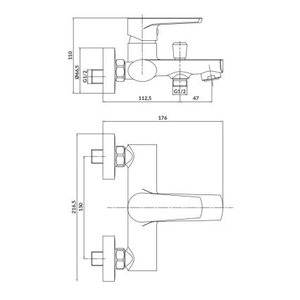 Cersanit S951-559 - Baterija za kadu MODUO crna