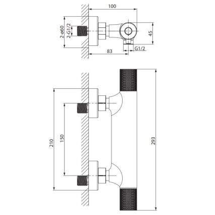 Cersanit S951-583 - Termostatska tuš baterija ZEN crna