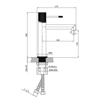 Cersanit S951-595 - Baterija za umivaonik ZEN 20 cm, crna