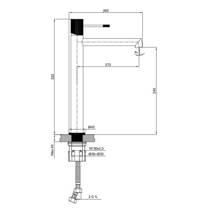 Cersanit S951-599 - Baterija za umivaonik ZEN 32,2 cm crna