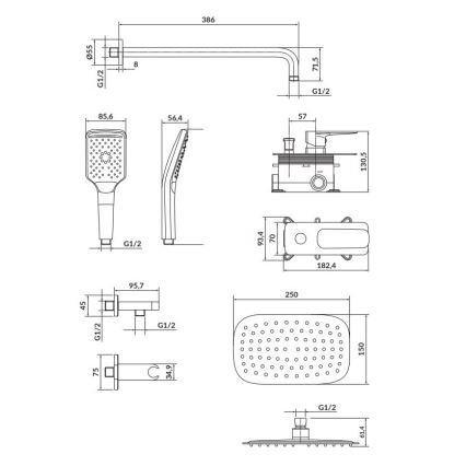 Cersanit S952-029 - Tuš set sa ugradnom baterijom LARGA, sjajni hrom