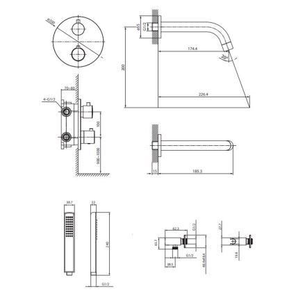 Cersanit S952-034 - Set za kadu sa termostatskom podžbuknom baterijom ZEN, sjajni hrom