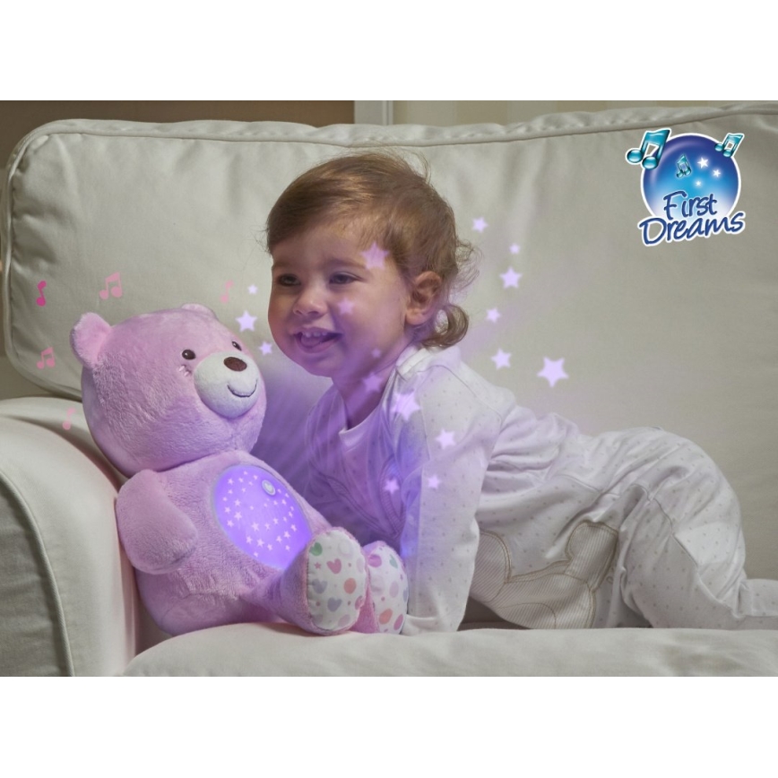 Chicco - Projektor sa melodijom BABY BEAR 3xAAA ružičasta