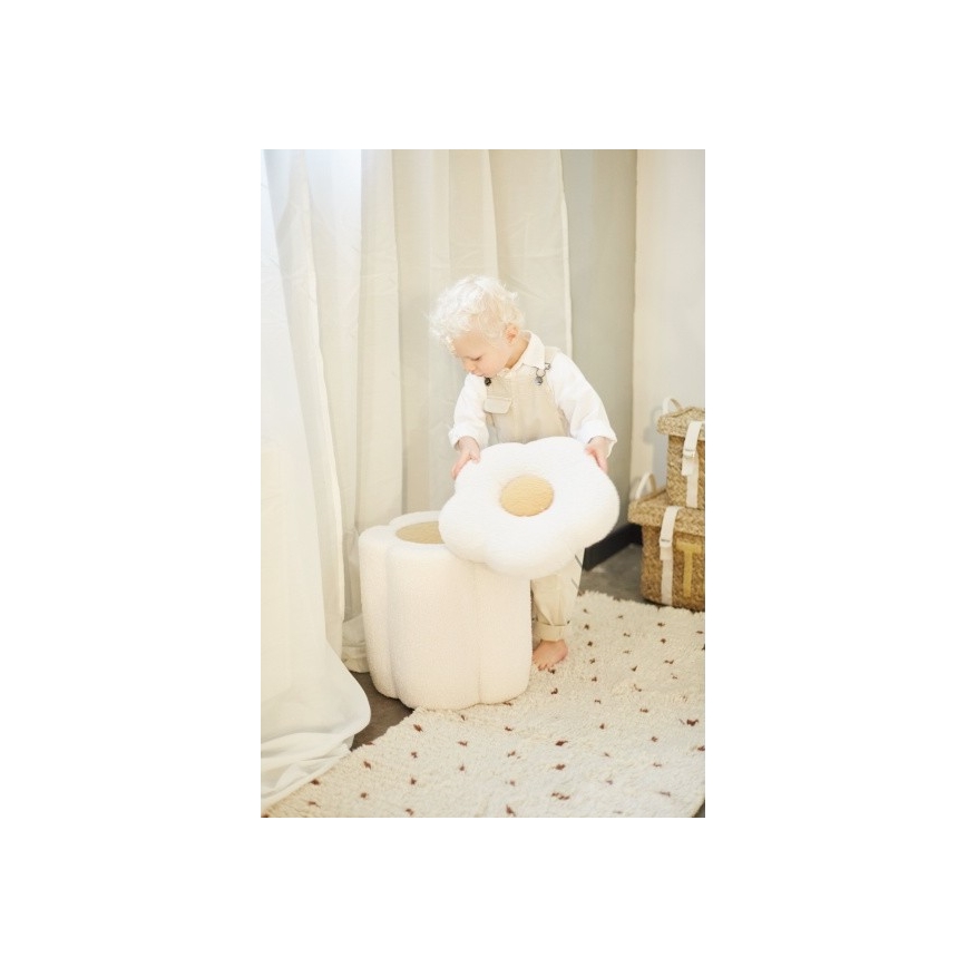 Childhome - Kutija za igračke FLOWER prečnik 35 cm krem
