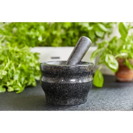 Cole&Mason - Granitni mužar s tučkom GRANITE Ø 18 cm žula/crna