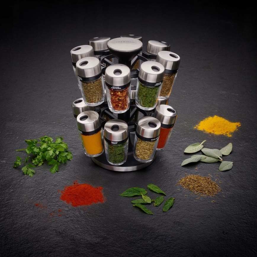 Cole&Mason - Rotirajući stalak sa posudicama za začine MASTER, 17 kom