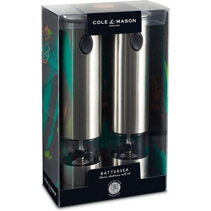 Cole&Mason - Set električnih mlinova za začine BATTERSEA 2 kom 6xAAA