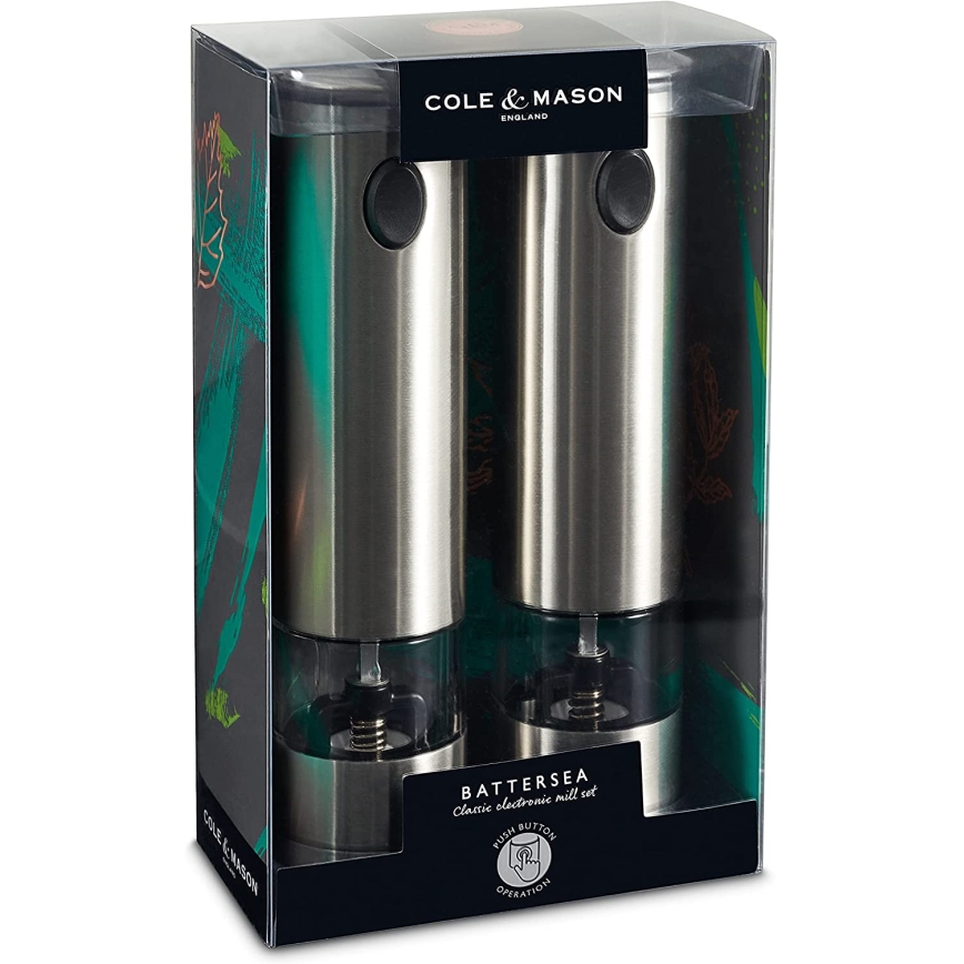 Cole&Mason - Set električnih mlinova za začine BATTERSEA 2 kom 6xAAA