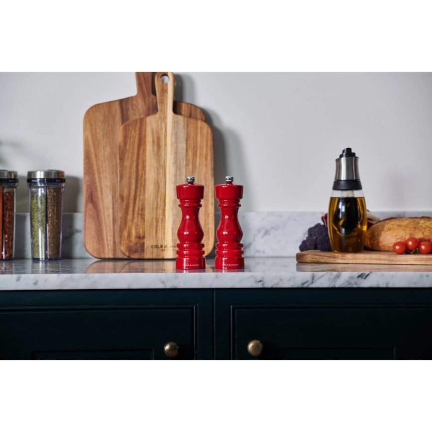 Cole&Mason - Set mlinova za so i biber LONDON 2 kom 18 cm bukva/crvena