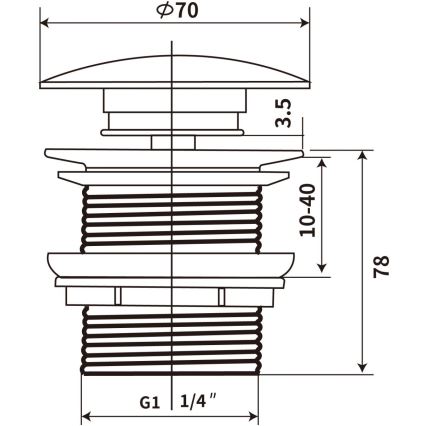COMAD CLICK-CLACK T201M-W17-3 - Slivnik za lavabo CLICK-CLACK, prečnika 7 cm, mat bela