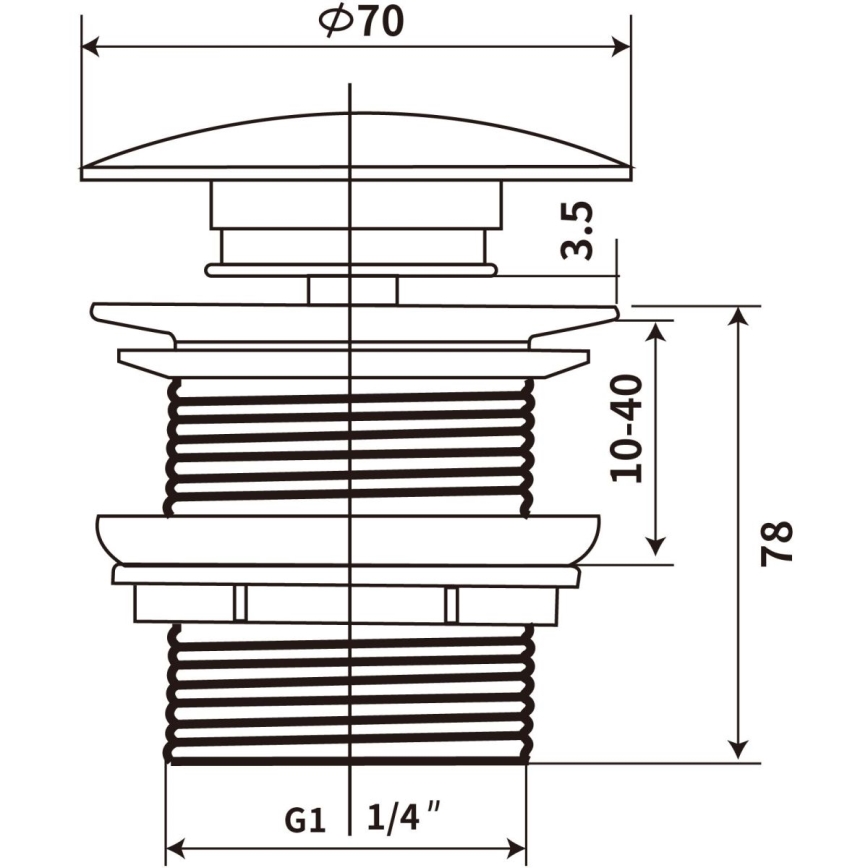 COMAD CLICK-CLACK T201M-W17-3 - Slivnik za lavabo CLICK-CLACK, prečnika 7 cm, mat bela