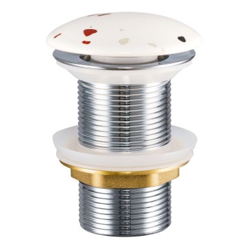 COMAD CLICK-CLACK T201M-W21-3 - Slivnik sa CLICK-CLACK mehanizmom za umivaonik, prečnika 7 cm, mat teraco