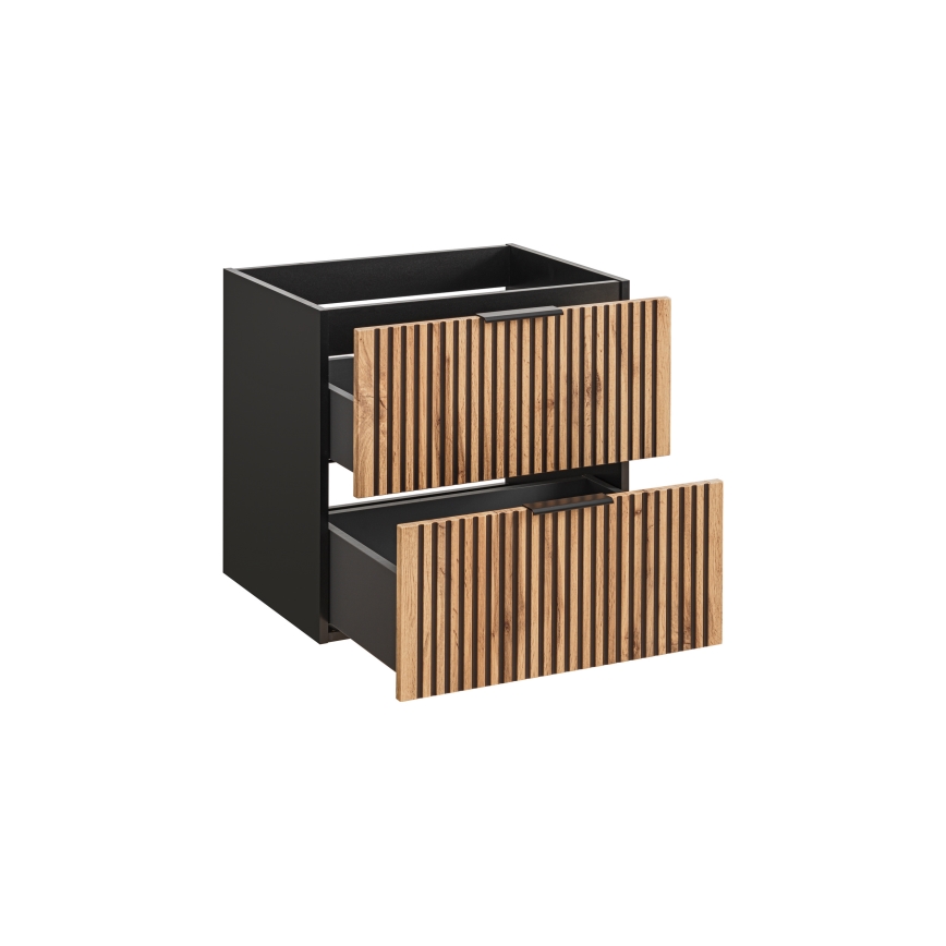 COMAD XILO BLACK WOTAN 82-60-D-2S - Kupatilski ormarić ispod umivaonika XILO 57 x 60,2 cm crna/hrast wotan