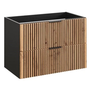 COMAD XILO BLACK WOTAN 82-80-D-2S - Kupatilski ormarić ispod umivaonika XILO 57x80,2 cm crni/dub wotan
