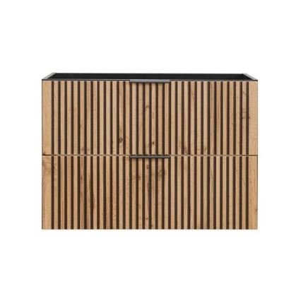 COMAD XILO BLACK WOTAN 82-80-D-2S - Kupatilski ormarić ispod umivaonika XILO 57x80,2 cm crni/dub wotan