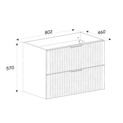 COMAD XILO BLACK WOTAN 82-80-D-2S - Kupatilski ormarić ispod umivaonika XILO 57x80,2 cm crni/dub wotan