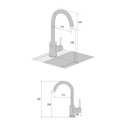 Concept BDG3334BC - Kuhinjska slavina 33,5 cm granit/crna