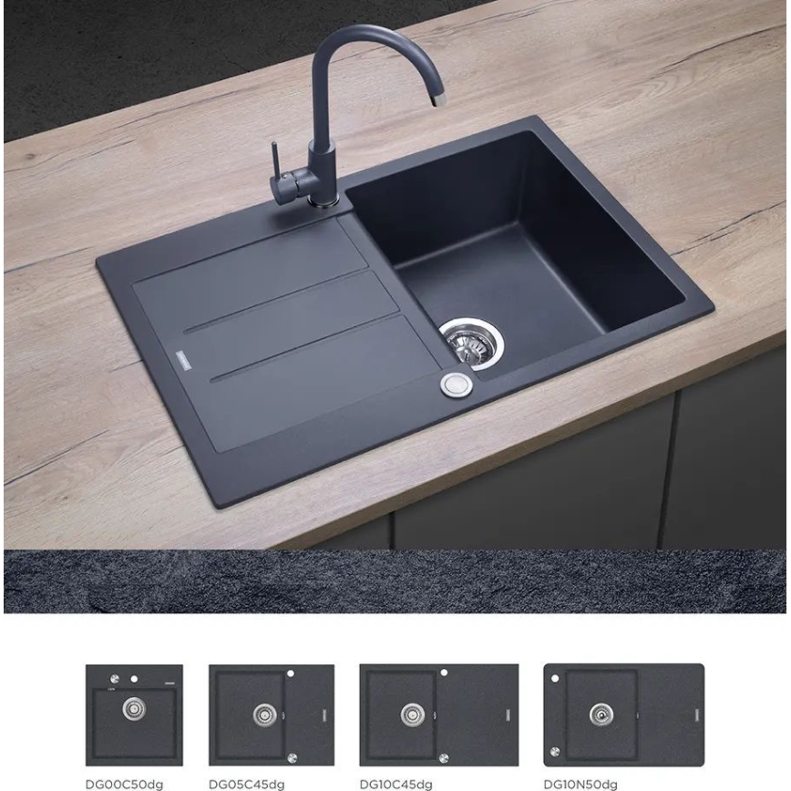 Concept BDG3334DG - Kuhinjska baterija za sudoperu 33,5 cm, granit/tamno siva