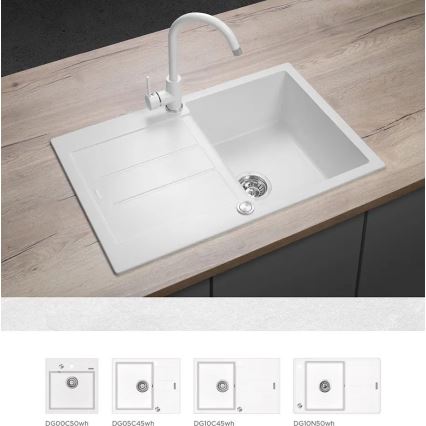 Concept BDG3334WH - Slavina za sudoperu 33,5 cm granit/bela