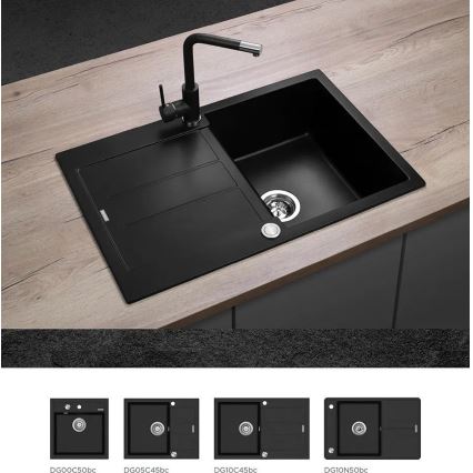 Concept BDG4327BC - Slavina za sudoperu 27,3 cm, granit/crna