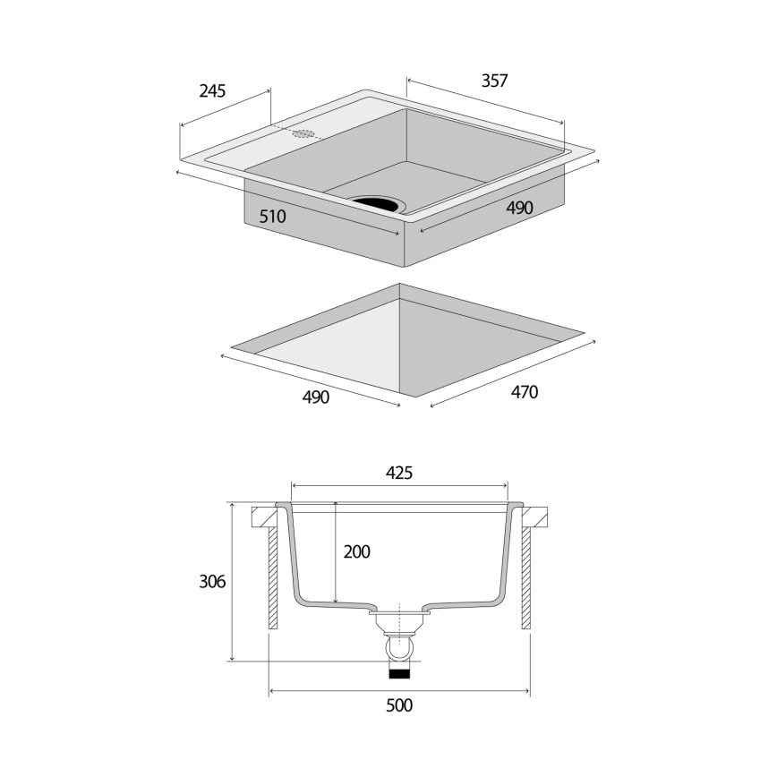 Concept DG00C50BE - Kuhinjski sudoper CUBIS 49x51 cm granit/bež