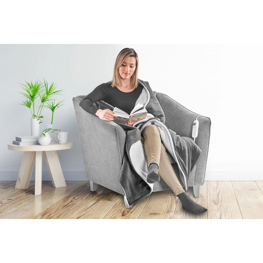 Concept DV7420 - Električno grejno ćebe 160W/230V 180x130 cm siva/bela