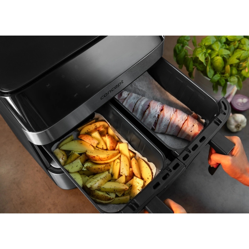 Concept FR9000 - Friteza na vrući vazduh PIZZA TRIO 18,5 l 2700W/230V nerđajući čelik/crna