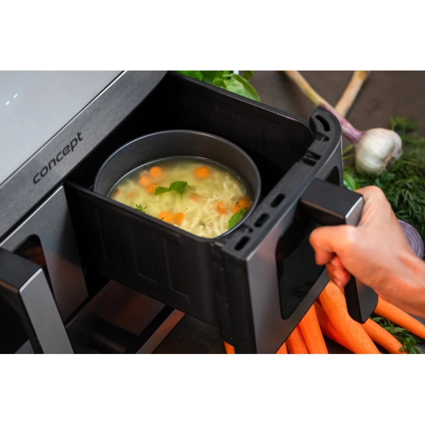 Concept FR9000 - Friteza na vrući vazduh PIZZA TRIO 18,5 l 2700W/230V nerđajući čelik/crna