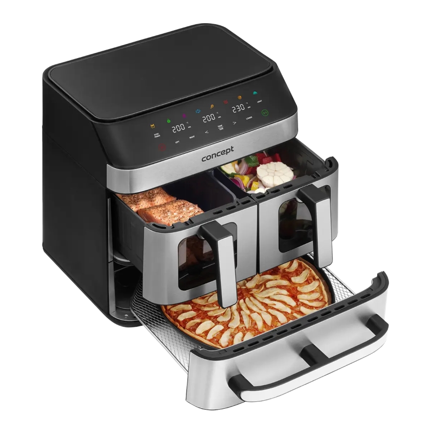 Concept FR9000 - Friteza na vrući vazduh PIZZA TRIO 18,5 l 2700W/230V nerđajući čelik/crna