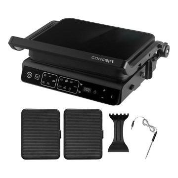Concept ge3600 - Kontaktni gril s temperaturnom sondom GLASS 2000W/230V crna