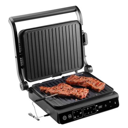 Concept ge3600 - Kontaktni gril s temperaturnom sondom GLASS 2000W/230V crna
