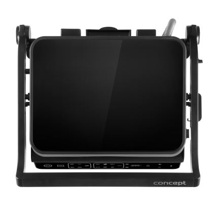 Concept ge3600 - Kontaktni gril s temperaturnom sondom GLASS 2000W/230V crna