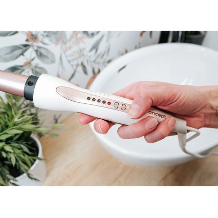 Concept KK2125 - Konusni uvijač za kosu GLAM STYLE 42W/230V bela/ružičasto zlato
