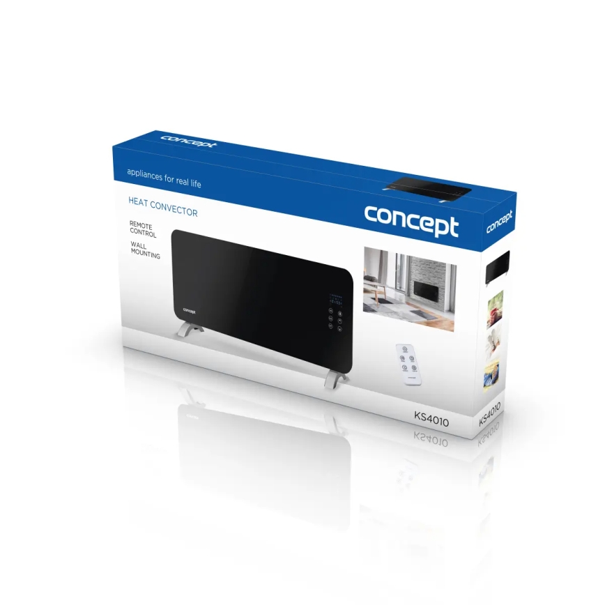 Concept KS4010 - Električni direktni grejač/konvektor 1000/2000W IP24 crna + daljinski upravljač