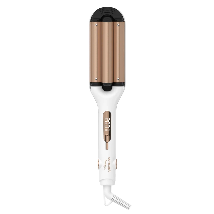 Concept KT2140 - Trostruka figaro pegla za kosu GLAM STYLE 100W/230V bela/roze zlato