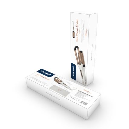 Concept KT2140 - Trostruka figaro pegla za kosu GLAM STYLE 100W/230V bela/roze zlato