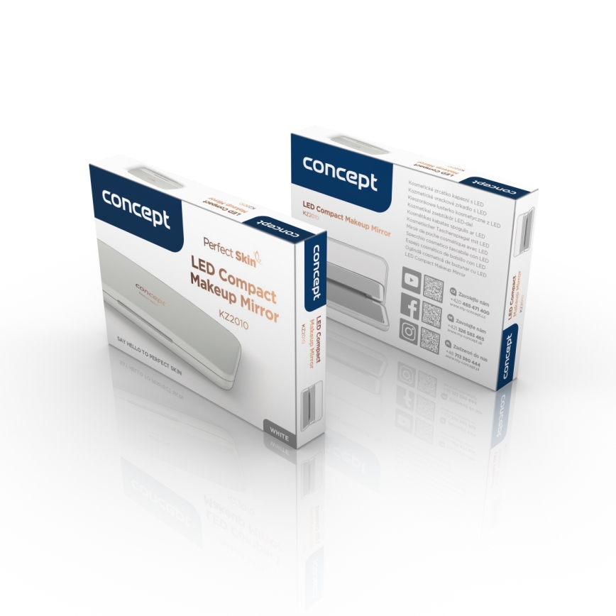Concept KZ2010 - LED Džepno kozmetičko ogledalo PERFECT SKIN LED/1,5W/5V 4500-5500K 300 mAh belo