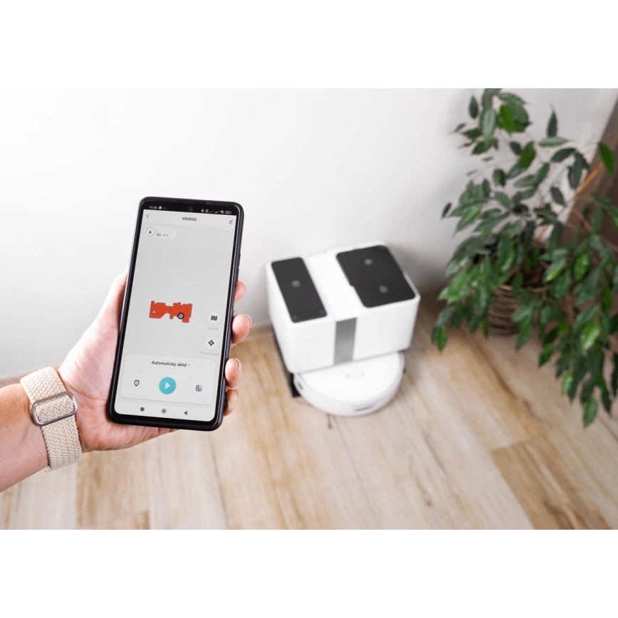 Concept VR4050 - Pametan robotski usisivač sa mopom 2u1 OPTIMUS AQUA PRO LASER 3D 600W/230V 5200 mAh Wi-Fi bela