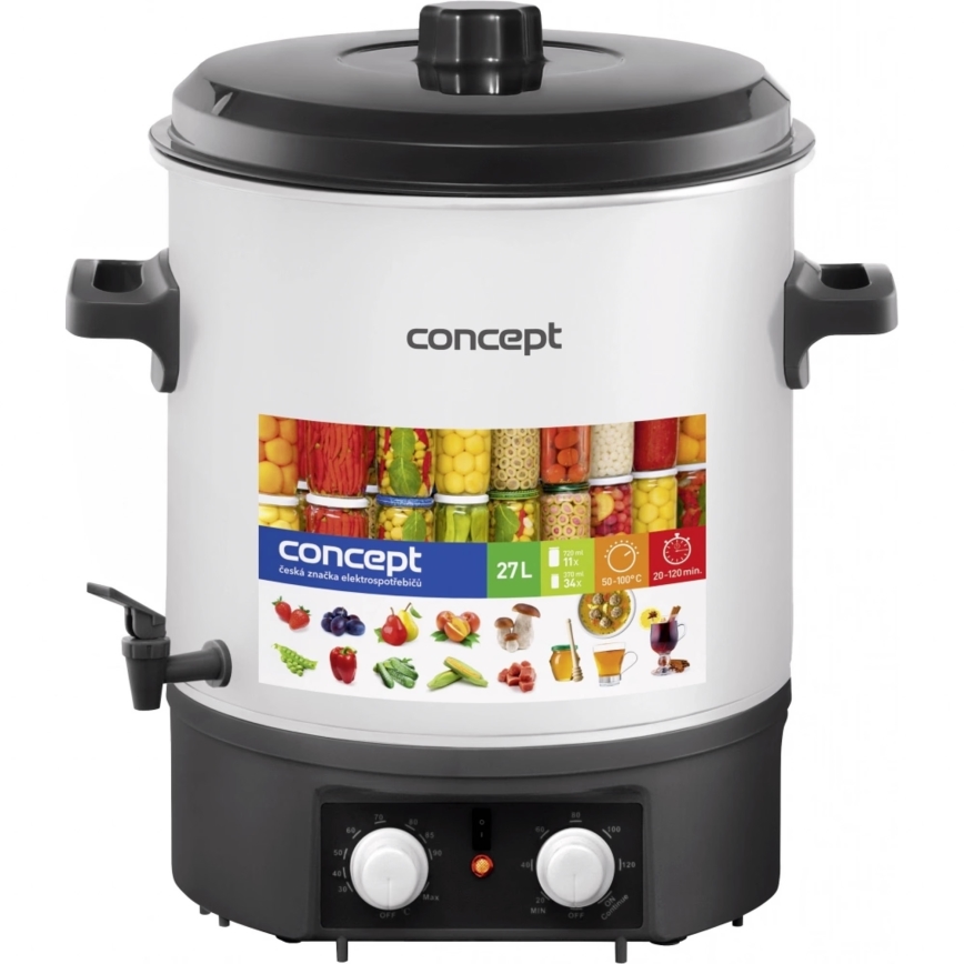 Concept ZH0030 - Lonac za konzerviranje 27 l 2000W/230V bela/crna