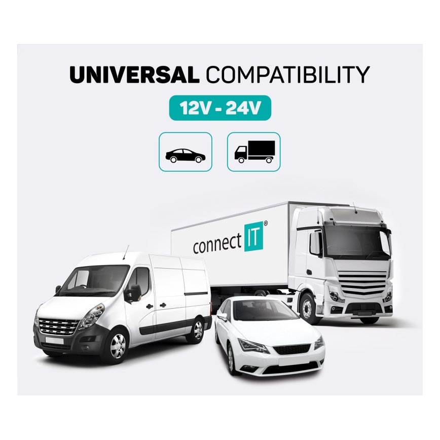 CONNECT IT CCC-9090-BK - LED RGB FM predajnik za automobil sa handsfree funkcijom, crna