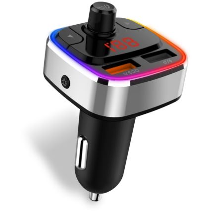 CONNECT IT CCC-9090-SL - LED RGB FM predajnik za automobil sa handsfree funkcijom crna/srebrna