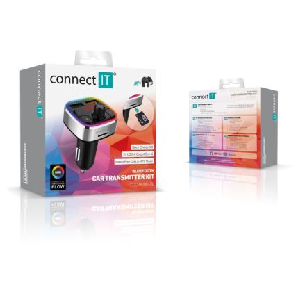 CONNECT IT CCC-9090-SL - LED RGB FM predajnik za automobil sa handsfree funkcijom crna/srebrna