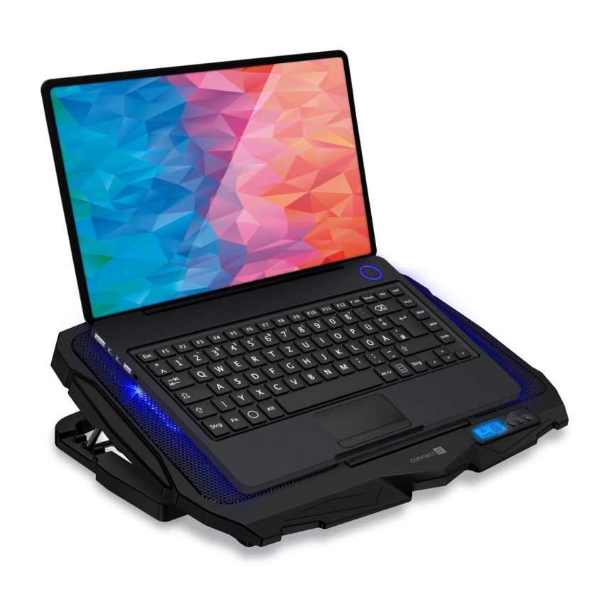 CONNECT IT CCP-2200-BK - Podloga za hlađenje laptopa, 4 ventilatora, 2x USB, crna/plava