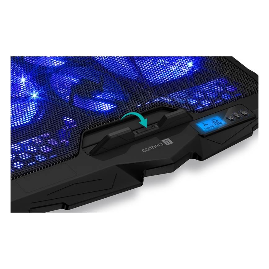 CONNECT IT CCP-2200-BK - Podloga za hlađenje laptopa, 4 ventilatora, 2x USB, crna/plava