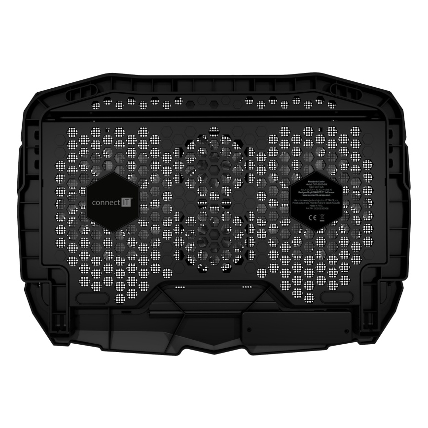 CONNECT IT CCP-2200-BK - Podloga za hlađenje laptopa, 4 ventilatora, 2x USB, crna/plava