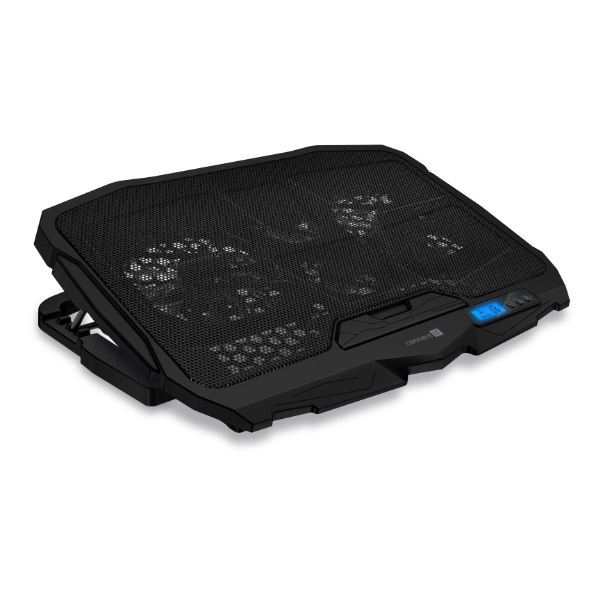 CONNECT IT CCP-2200-BK - Podloga za hlađenje laptopa, 4 ventilatora, 2x USB, crna/plava