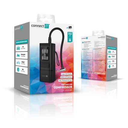 CONNECT IT CFF-4500-BK - Digitalni džepni kompresor AirFlow 80W/6000 mAh crni